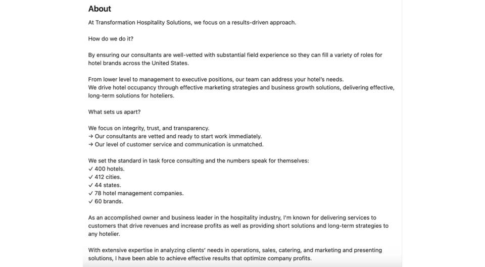 linkedin about section